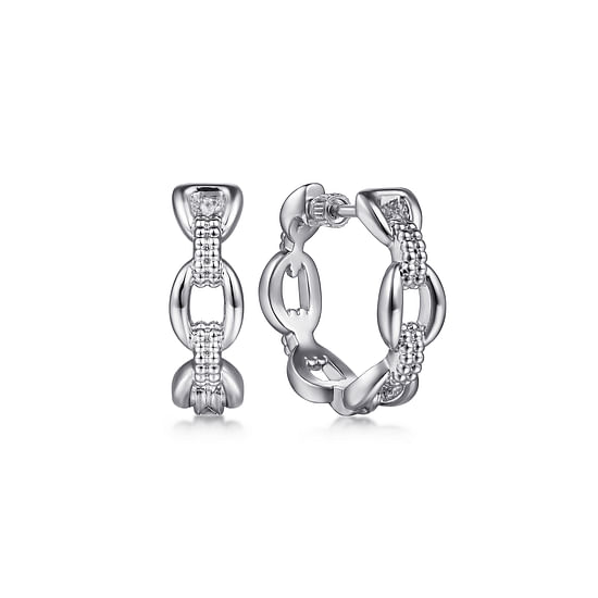 Gabriel - 925 Sterling Silver 20mm Oval Link Classic Hoop Earrings