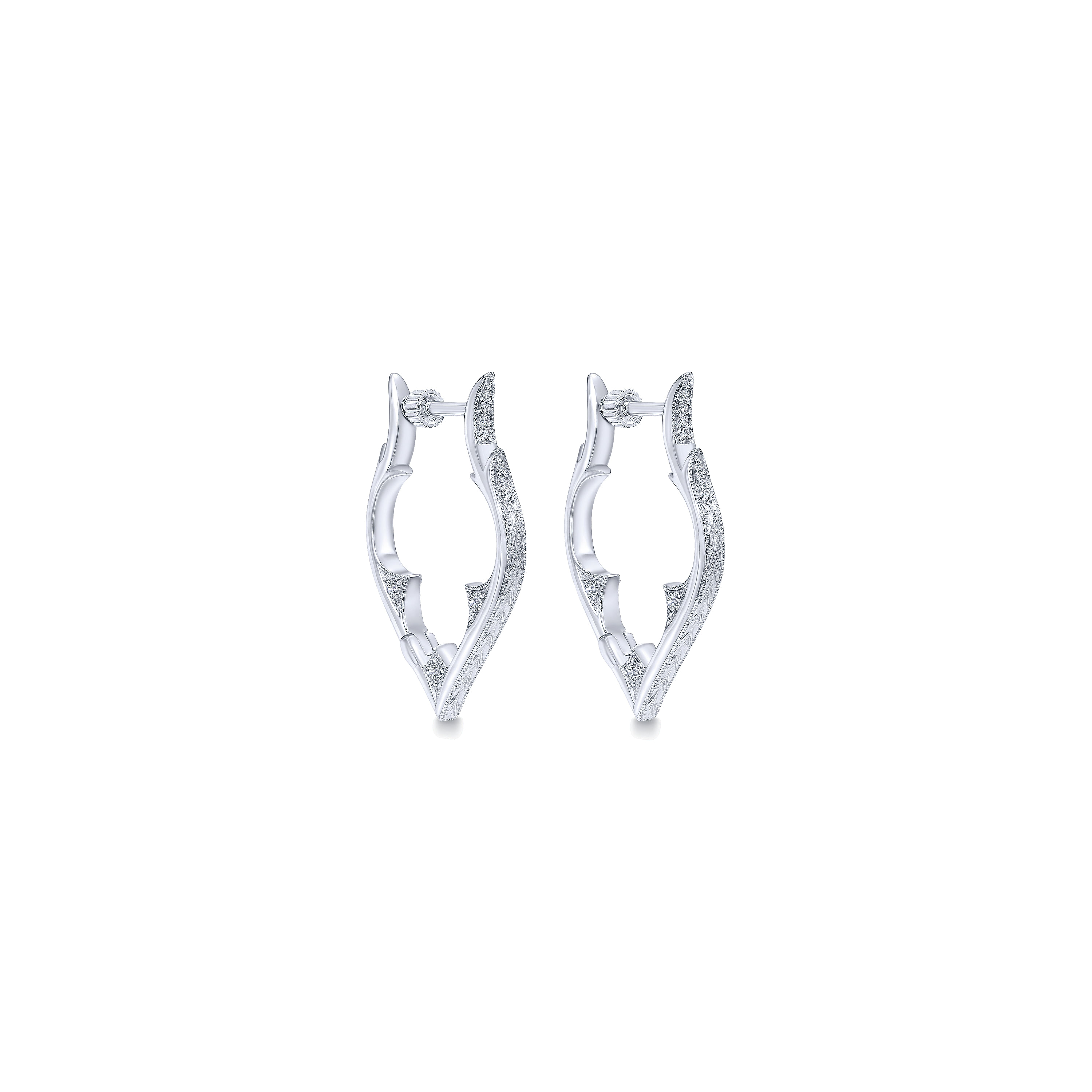 925 Sterling Silver 25mm Intricate White Sapphire Earrings
