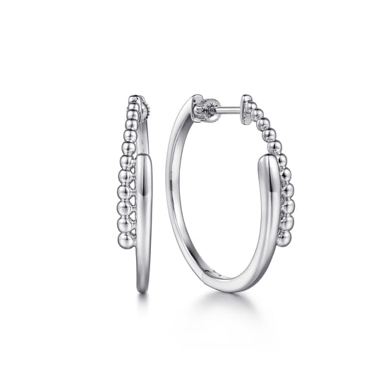 925 Sterling Silver 30mm Bujukan Bypass Classic Hoop Earrings 925 Sterling Silver 30mm Bujukan Bypass Classic Hoop Earrings