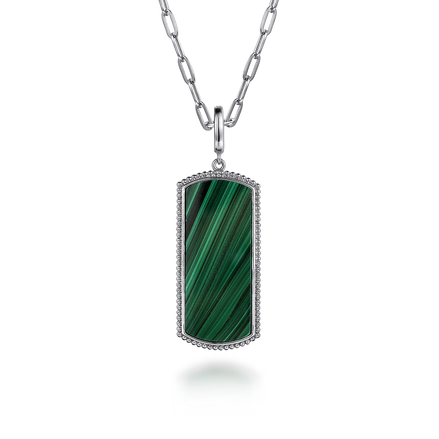 925 Sterling Silver 35mm Bujukan Dog Tag With Malachite