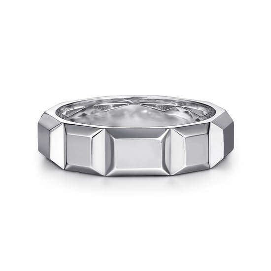925 Sterling Silver 6mm Square Mens Ring in High Polished Finish