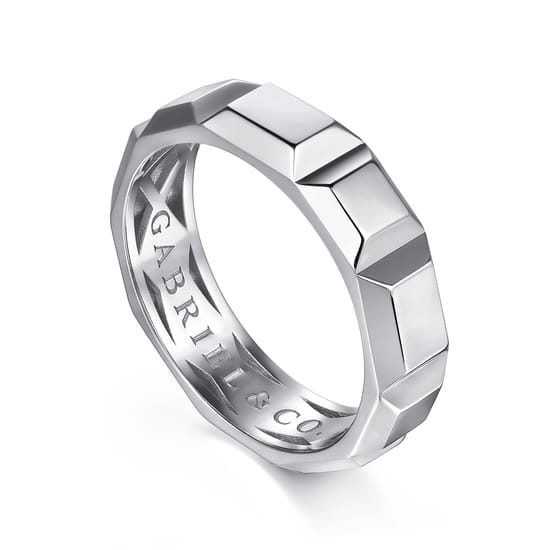 925 Sterling Silver 6mm Square Mens Ring in High Polished Finish angle 3