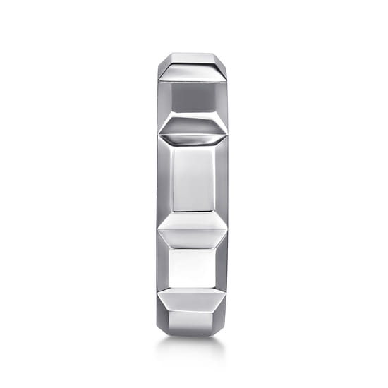 925 Sterling Silver 6mm Square Mens Ring in High Polished Finish angle 4