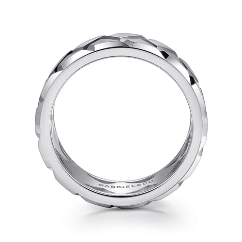 925 Sterling Silver 8mm Herringbone Mens Ring in High Polish