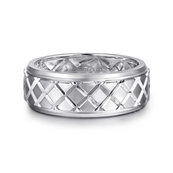 925 Sterling Silver 8mm Square Mens Ring in High Polished Finish