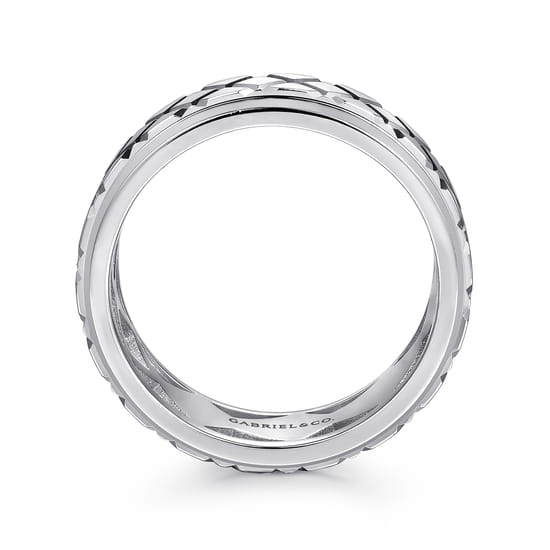 925 Sterling Silver 8mm Square Mens Ring in High Polished Finish angle 2