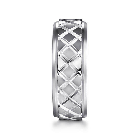 925 Sterling Silver 8mm Square Mens Ring in High Polished Finish angle 4