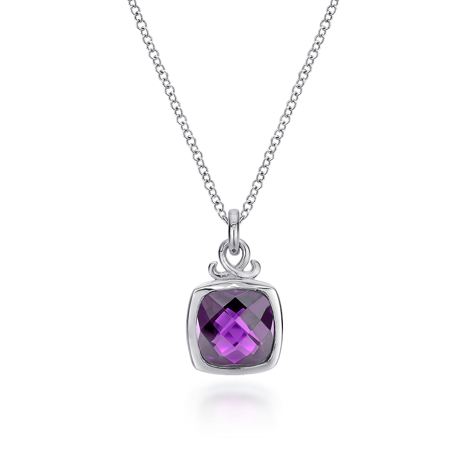 925 Sterling Silver Amethyst Pendant Necklace