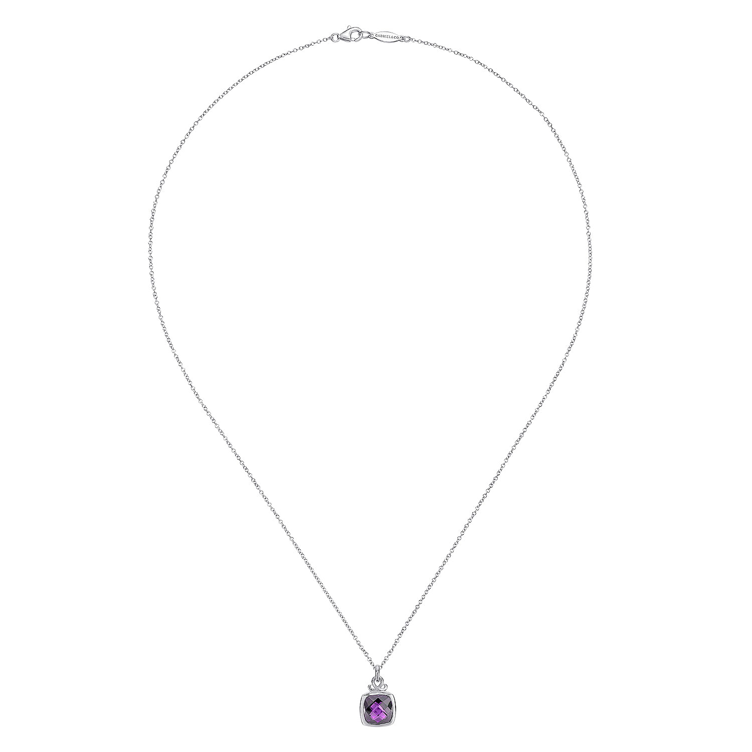 925 Sterling Silver Amethyst Pendant Necklace