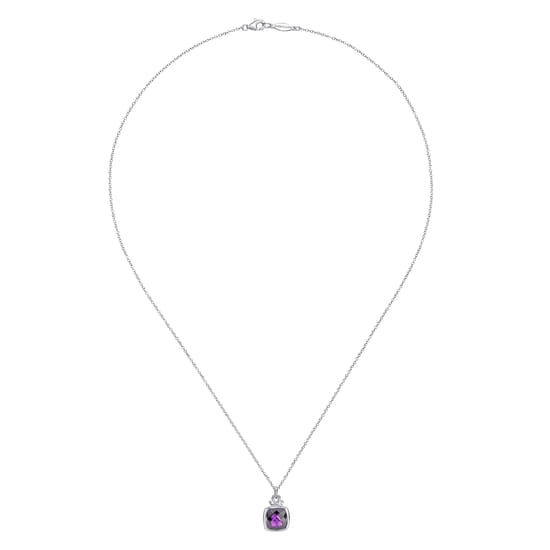 925 Sterling Silver Amethyst Pendant Necklace angle 2 925 Sterling Silver Amethyst Pendant Necklace angle 2