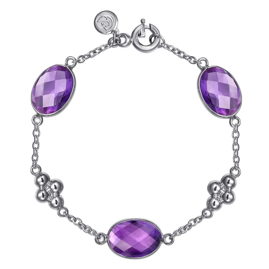 Gabriel - 925 Sterling Silver Amethyst Station Bracelet