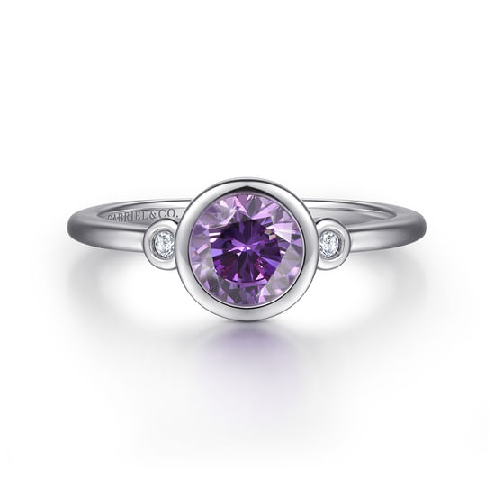 Gabriel - 925 Sterling Silver Amethyst and Diamond Ring 