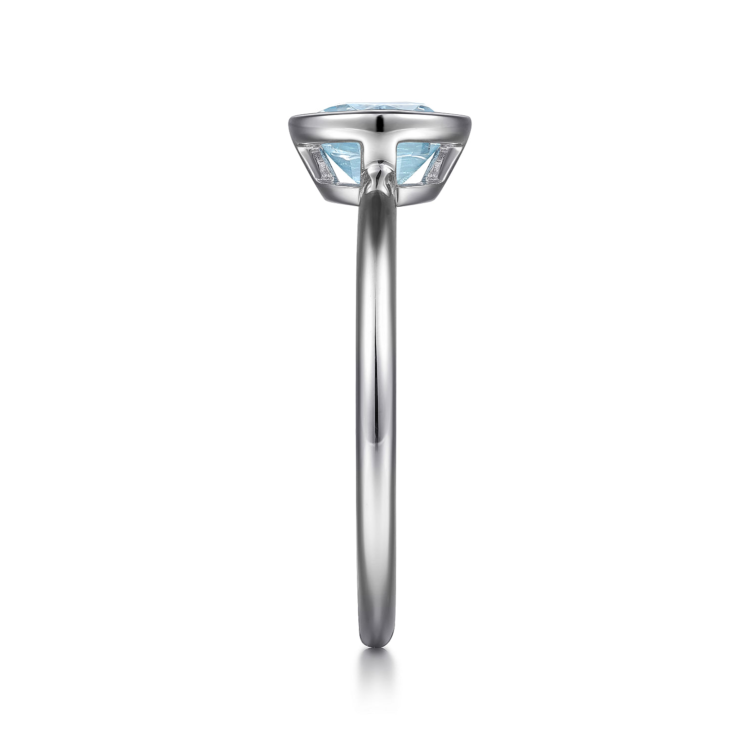 925 Sterling Silver Aquamarine Ring W/Bezel Set