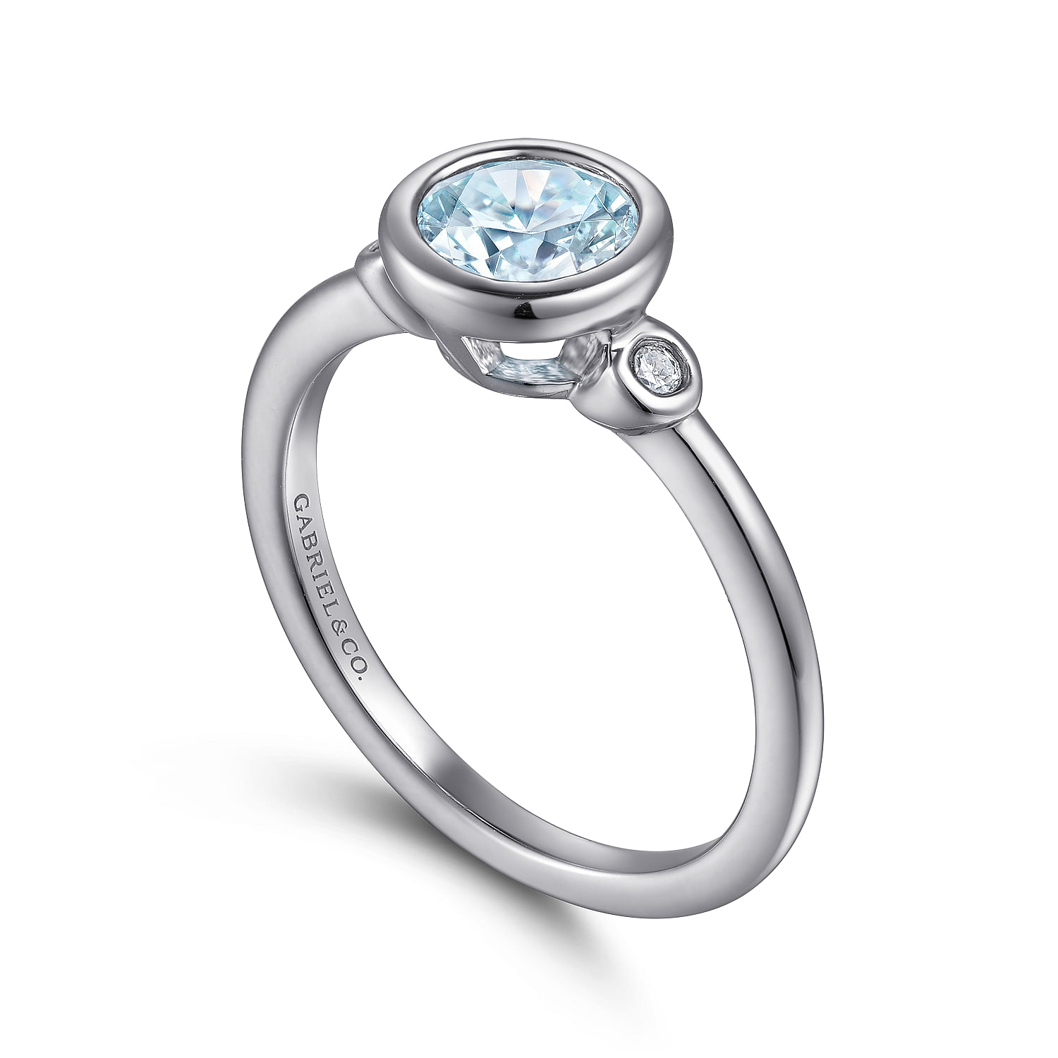 925 Sterling Silver Aquamarine and Diamond Ring