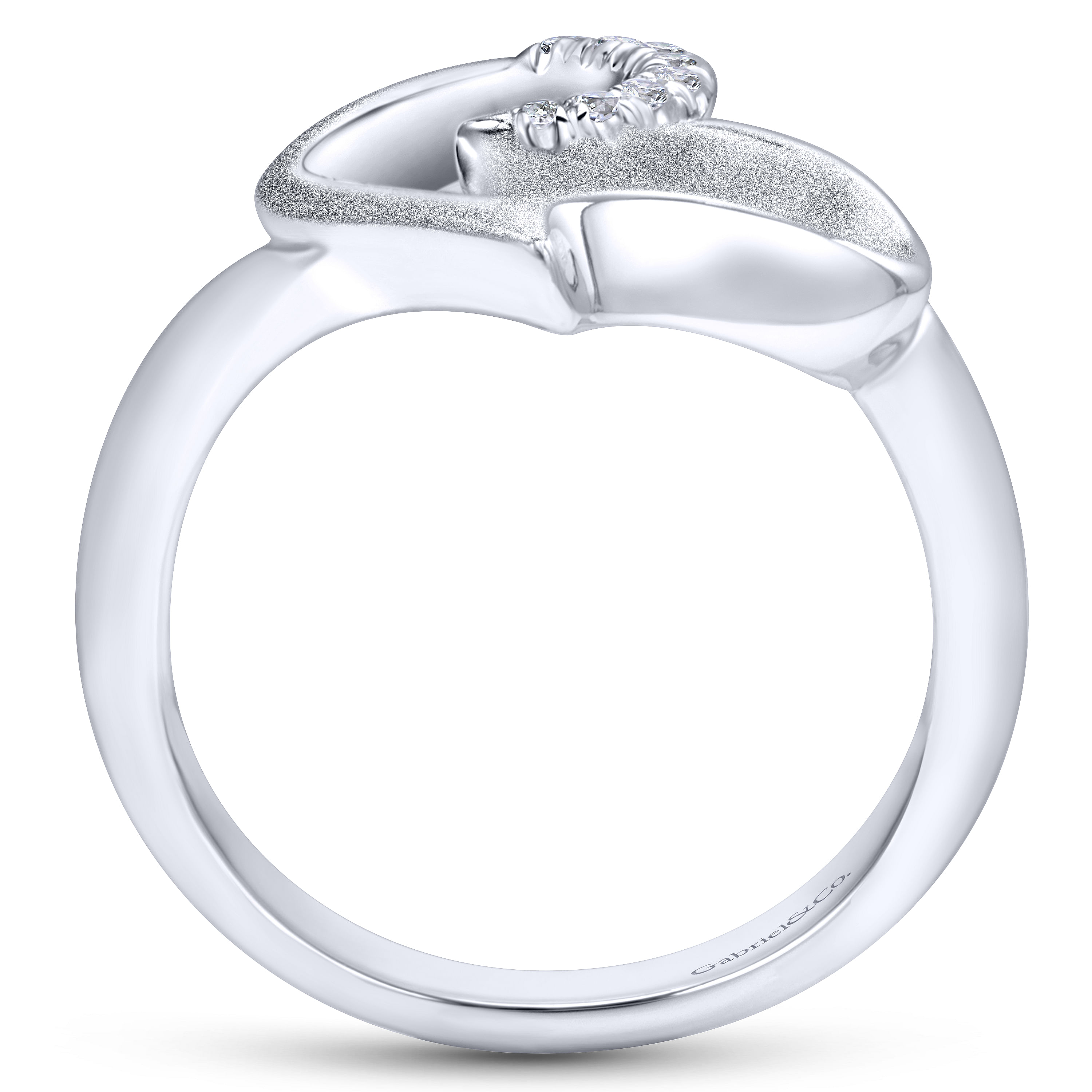 925 Sterling Silver Asymmetrical Open Heart White Sapphire Ring