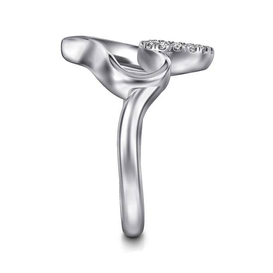 925 Sterling Silver Asymmetrical Open Heart White Sapphire Ring angle 4