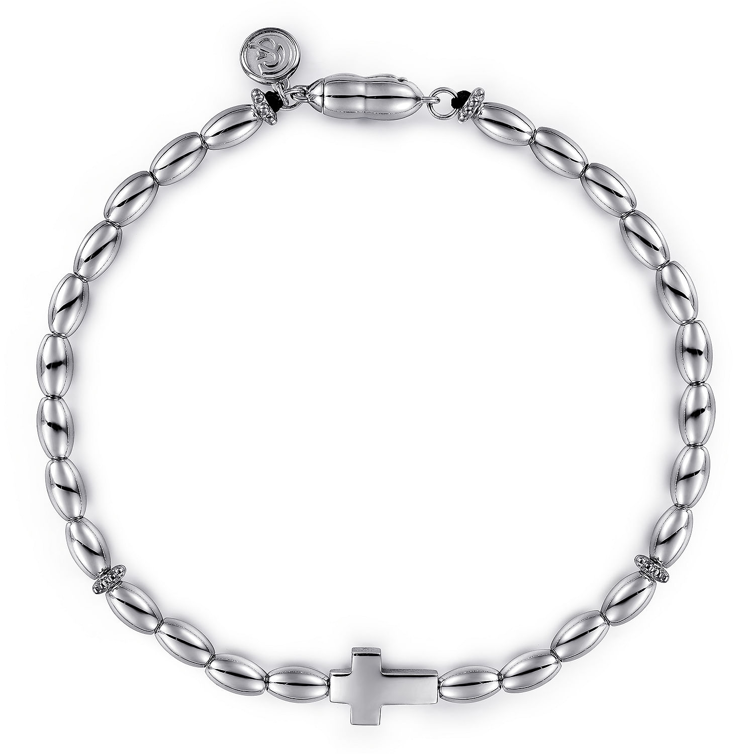 Gabriel - 925 Sterling Silver Beaded Cross Bracelet