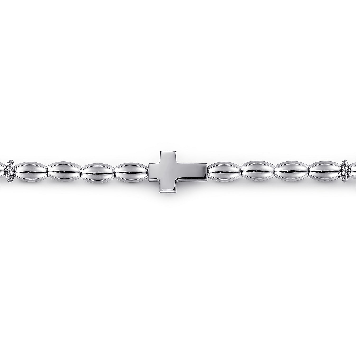 925 Sterling Silver Beaded Cross Bracelet