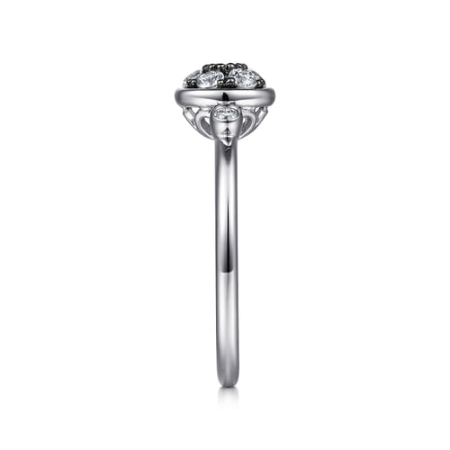 925 Sterling Silver Bezel Set Diamond and White Sapphire Cluster Ring