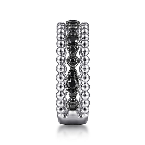 925 Sterling Silver Black Spinel Bujukan Easy Stackable Ladies Ring