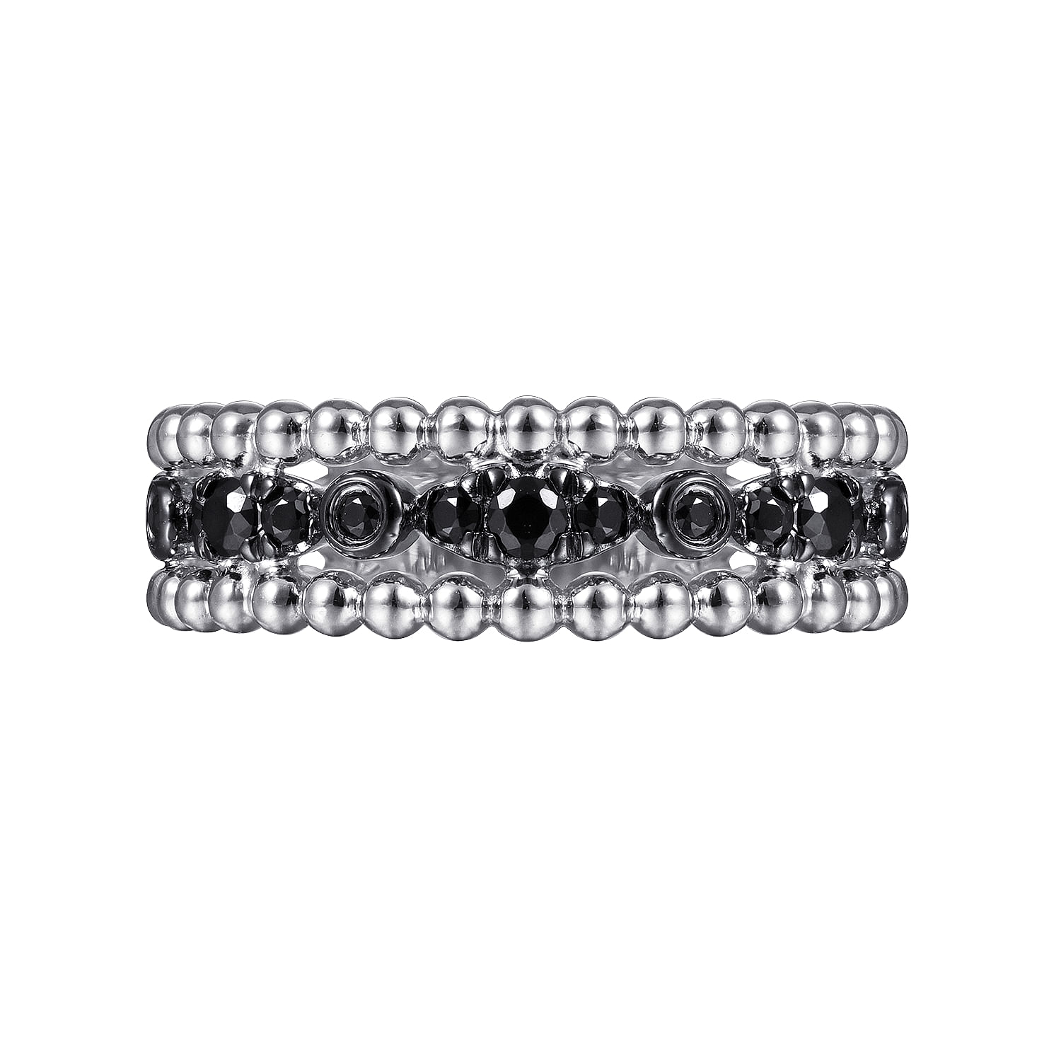 925 Sterling Silver Black Spinel Bujukan Easy Stackable Ladies Ring
