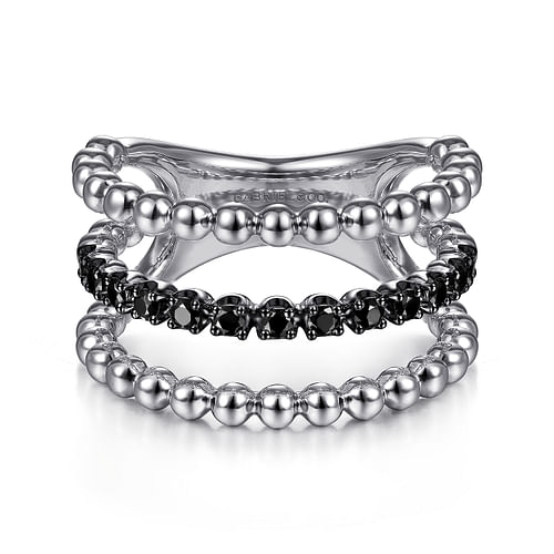 925 Sterling Silver Black Spinel Bujukan Easy Stackable Ring