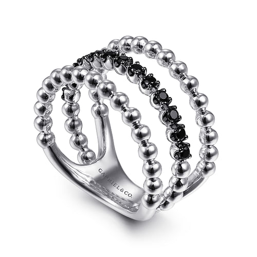 925 Sterling Silver Black Spinel Bujukan Easy Stackable Ring