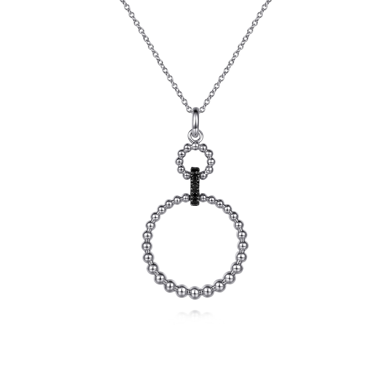 925 Sterling Silver Black Spinel Bujukan Link Drop Necklace