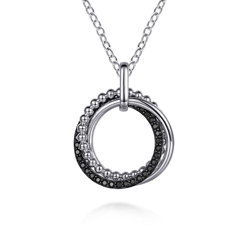 925 Sterling Silver Black Spinel Bujukan Link Pendant Necklace