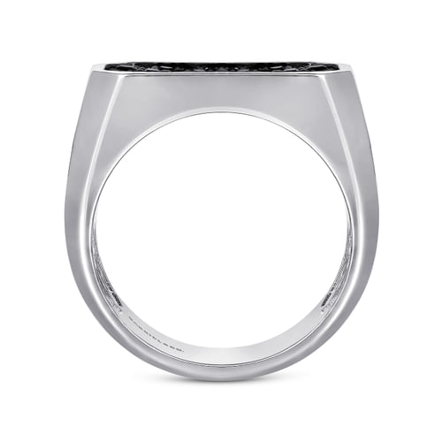 925 Sterling Silver Black Spinel Pavé Men's Ring in High Polish Finish