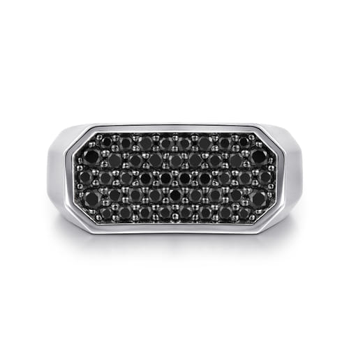 925 Sterling Silver Black Spinel Pavé Men's Ring