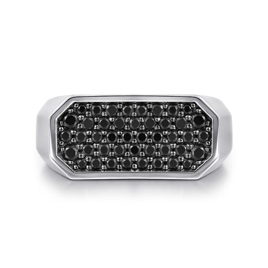 925 Sterling Silver Black Spinel Pavé Men's Ring