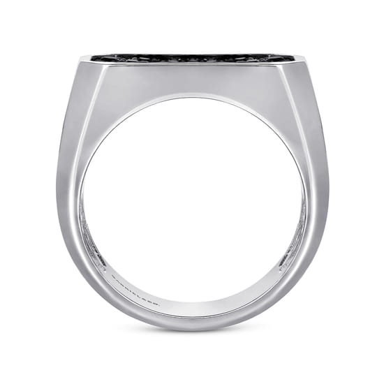 925 Sterling Silver Black Spinel Pavé Men's Ring angle 2