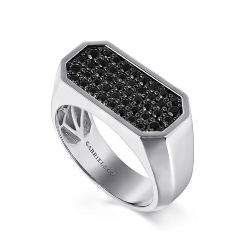 925 Sterling Silver Black Spinel Pavé Men's Ring
