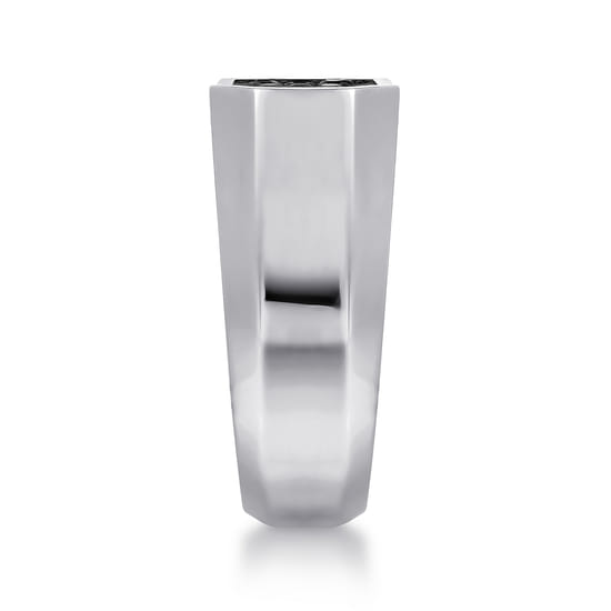 925 Sterling Silver Black Spinel Pavé Men's Ring angle 4