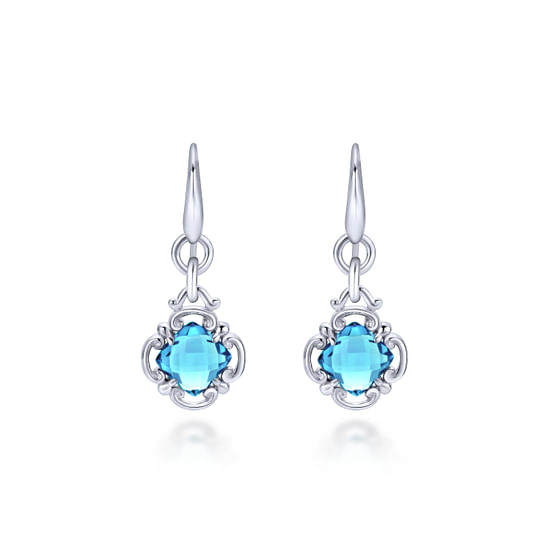 Gabriel - 925 Sterling Silver Blue Topaz Clover Drop Earrings