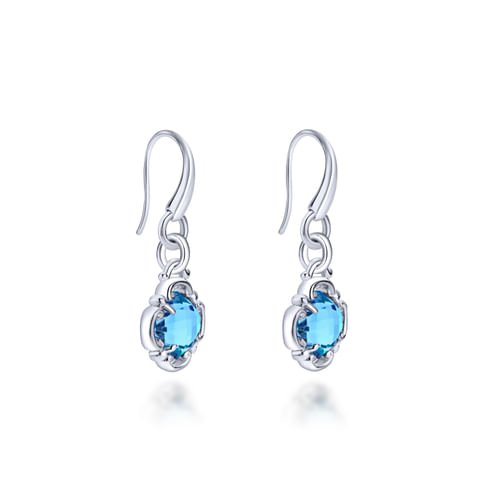 925 Sterling Silver Blue Topaz Clover Drop Earrings