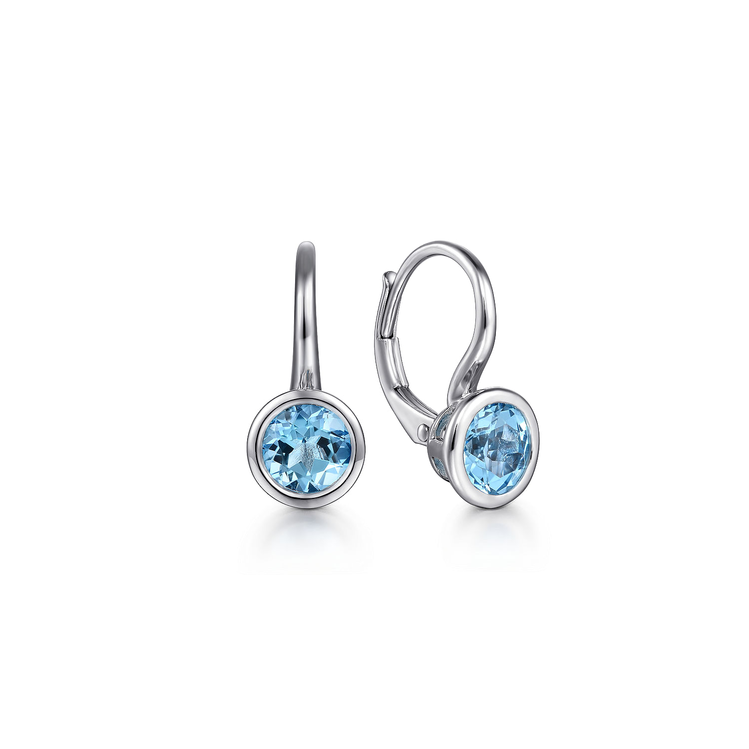 Gabriel - 925 Sterling Silver Blue Topaz Leverback Earrings