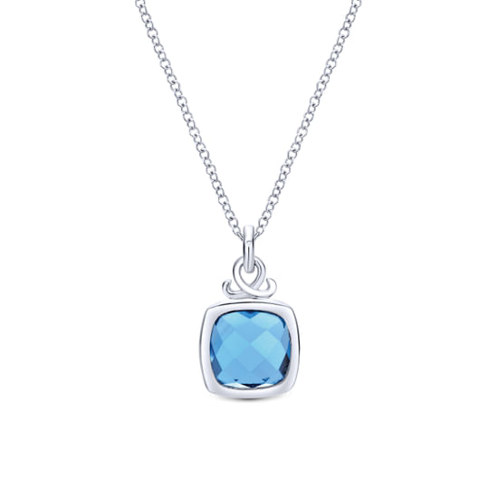 Gabriel - 925 Sterling Silver Blue Topaz Pendant Necklace