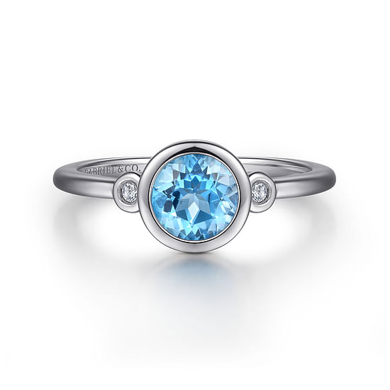 Gabriel - 925 Sterling Silver Blue Topaz and Diamond Ring