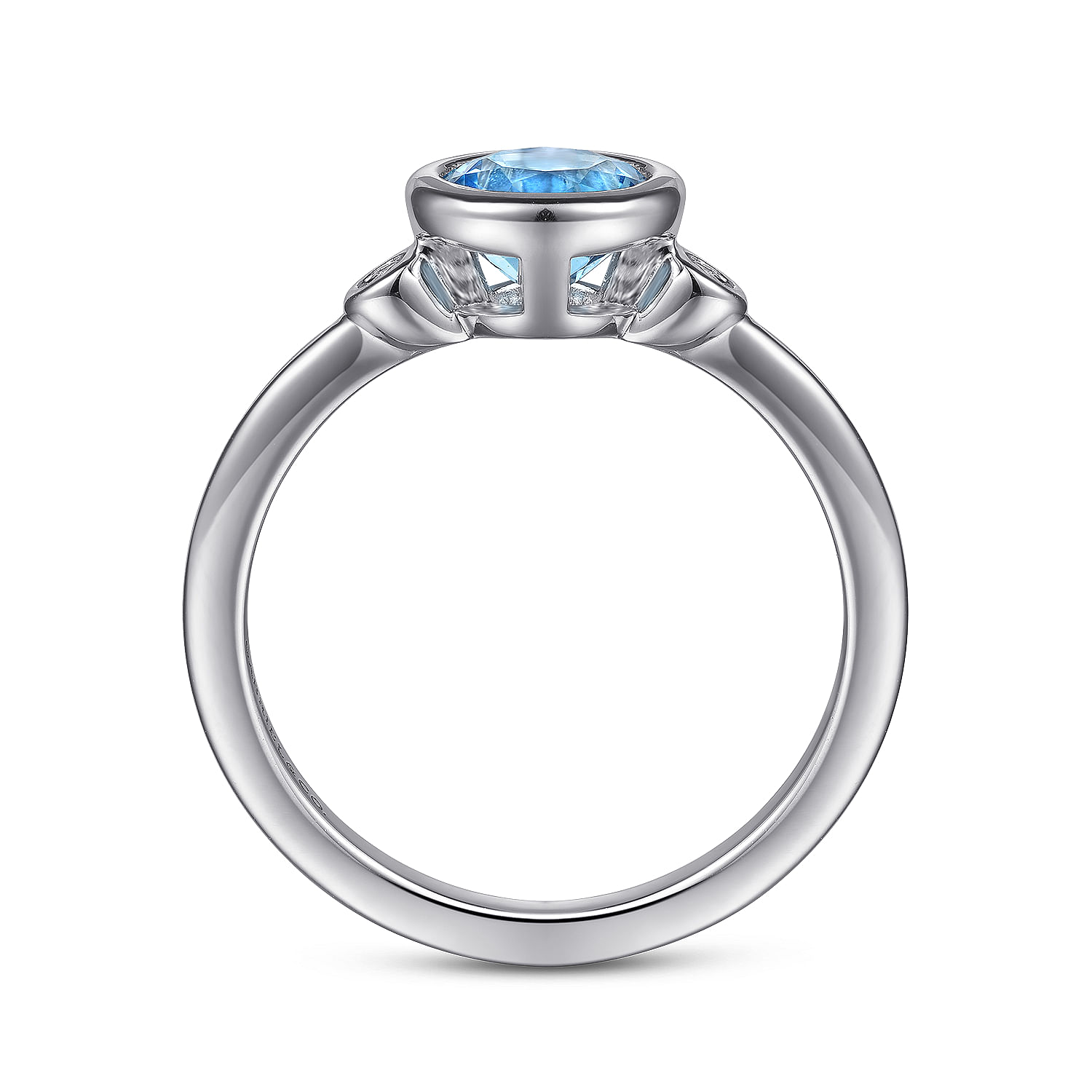 925 Sterling Silver Blue Topaz and Diamond Ring