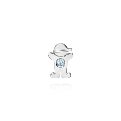 925 Sterling Silver Boy Figurine with Aquamarine Stone Pendant