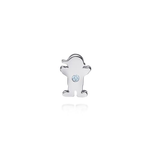 925 Sterling Silver Boy Figurine with Aquamarine Stone Pendant