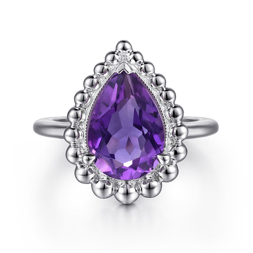 925 Sterling Silver Bujukan Amethyst Chevron Ring