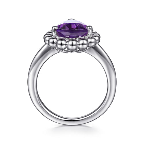 925 Sterling Silver Bujukan Amethyst Chevron Ring