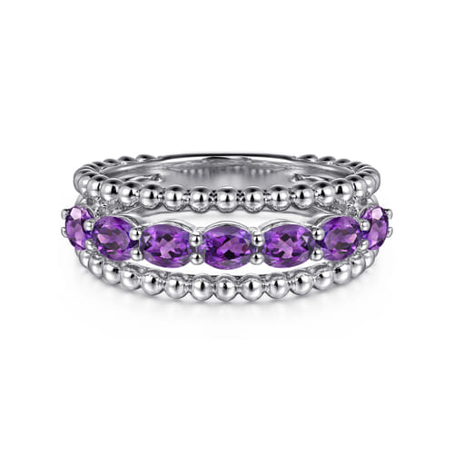 925 Sterling Silver Bujukan Amethyst Easy Stackable Ring