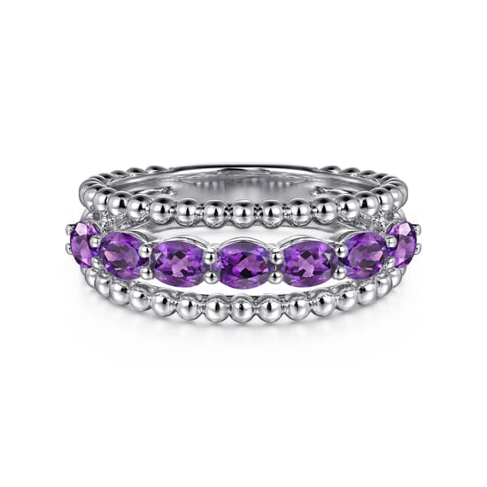 Gabriel - 925 Sterling Silver Bujukan Amethyst Easy Stackable Ring