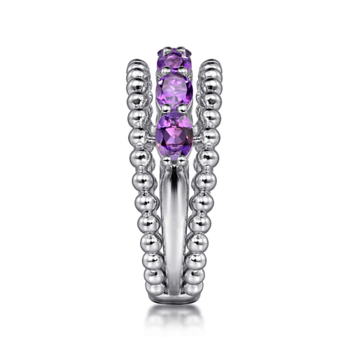 925 Sterling Silver Bujukan Amethyst Easy Stackable Ring