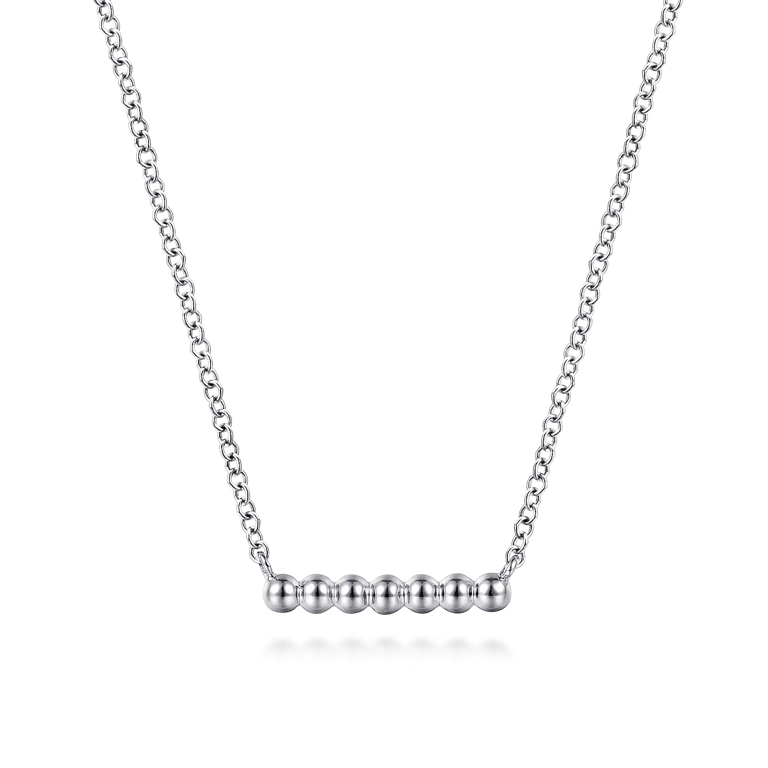 925 Sterling Silver Bujukan Beaded Bar Necklace