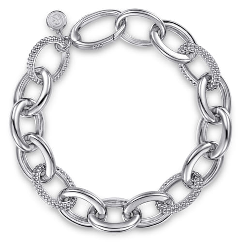 925 Sterling Silver Bujukan Beaded Link Chain Bracelet